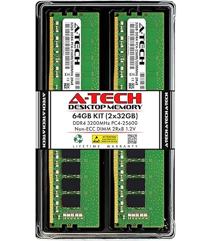 A-Tech 64GB (4x16GB) DDR4 2666 MHz UDIMM PC4-21300 (PC4-2666V